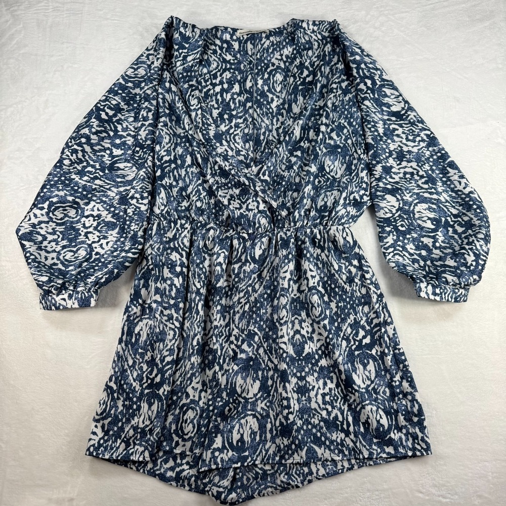 Abercrombie & Fitch - Romper Blue/White V Neck - LARGE - NWT